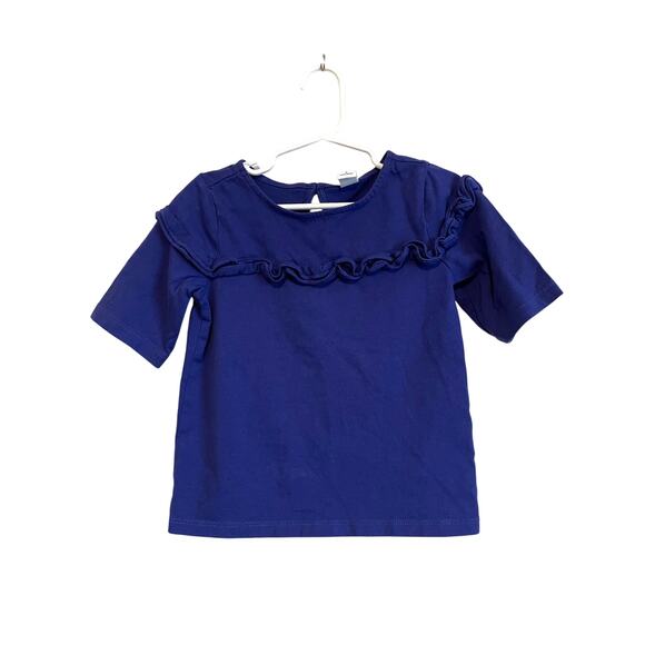 Janie and Jack short sleeve blue solid ruffled top cotton lightweight Size 5. - Picture 1 of 5